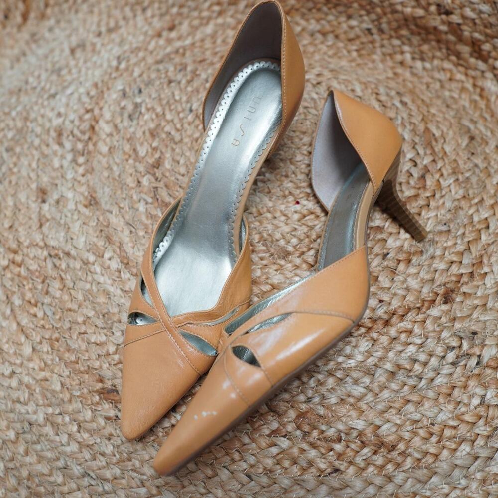 Unisa Leather Dorsay Kitten Heels Tan Y2K